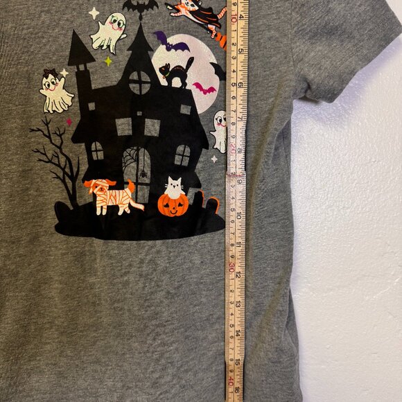 GIRLS HALLOWEEN Shirt (SIZE SMALL) HAUNTED HOUSE Ghost Mummy Dog Cat Witch Bat - Picture 7 of 7